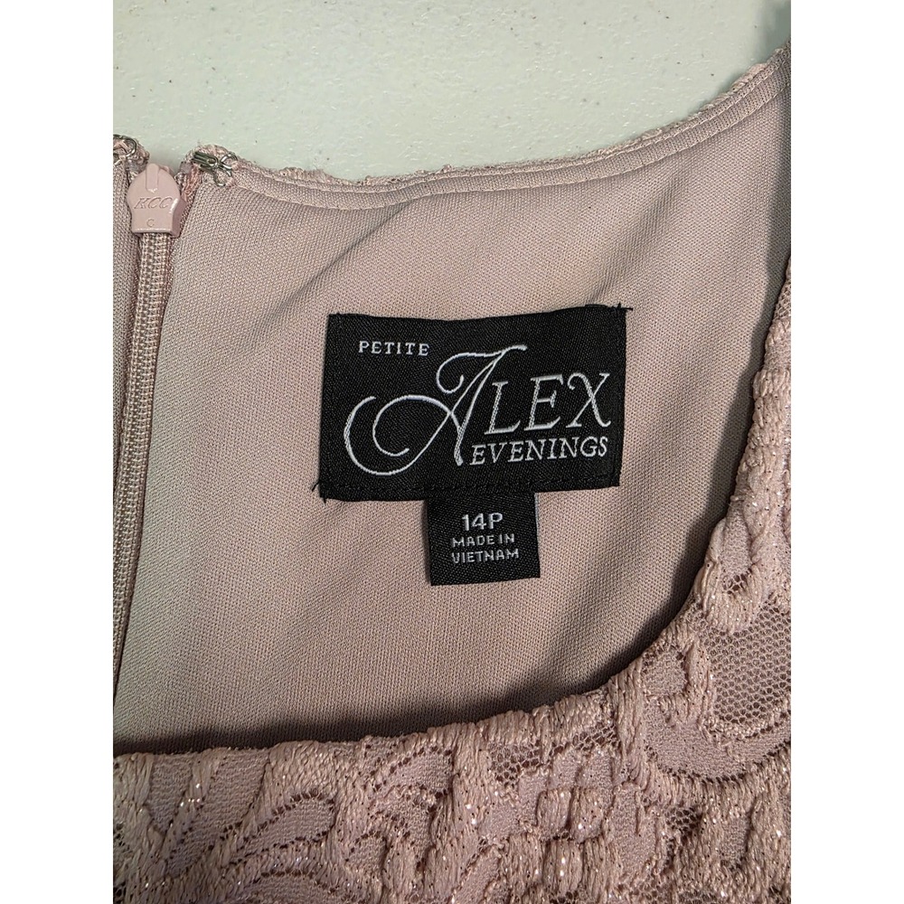 Alex Evenings Petite 14P Lace Bodice Sleeveless Maxi Gown Mauve Pink - Picture 3 of 5
